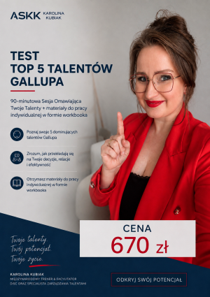 Test TOP 5 Talentów Gallupa + 90-minutowa Sesja Omawiająca Twoje Talenty + materiały do pracy indywidualnej